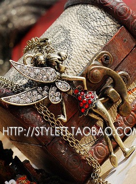 欧美小仙子复古镶钻长款毛衣链