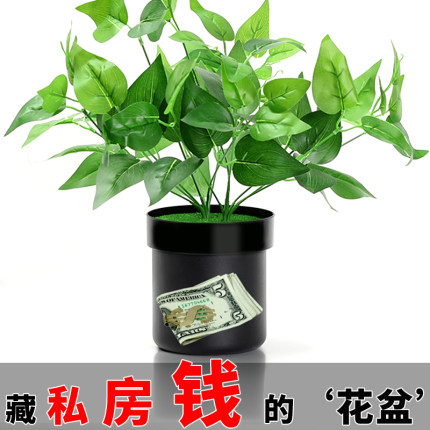 花盆存钱罐创意带锁铁盒保险密码储物箱子迷你储钱收纳盒藏钱神器