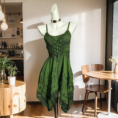 中长裙纯棉纯色绣花纯棉印度丝滑