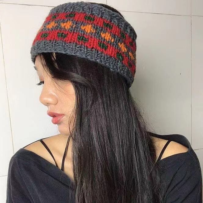 尼泊尔羊毛钩织保暖发带