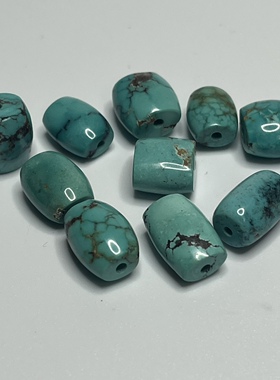 湖北原矿绿松散珠星月金刚菩提佛珠diy配饰 松石珠子铁线珠保真