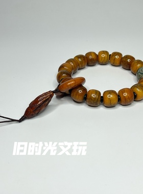 真品牦牛骨老型桶珠男女原创设计饰品做旧工艺手串手链跑环佛手