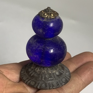 艺术收藏仿明清帽顶琉璃铜底座装饰摆件饰品