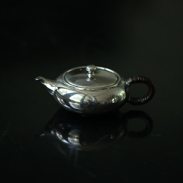 东方造物原装日本进口大渊银器光则作平丸急须2.7寸茶壶茶器手工