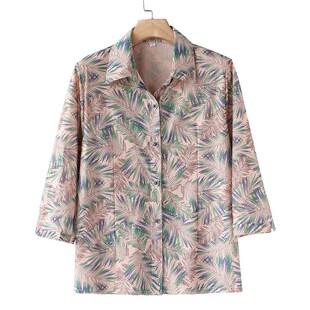 新九分袖 开衫 上衣妈妈装 中老年衬衫 小衫 2020年春装 衬衣夏装 女中袖