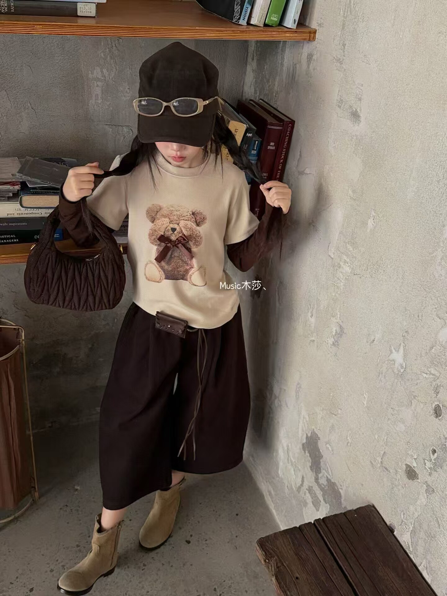 休闲童装女童可爱小熊长袖T恤2026秋新款儿童百搭上衣韩版打底衫图片
