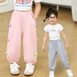 女童夏季长裤纯棉防蚊裤2026新款宝宝休闲裤薄款春夏宽松洋气裤子