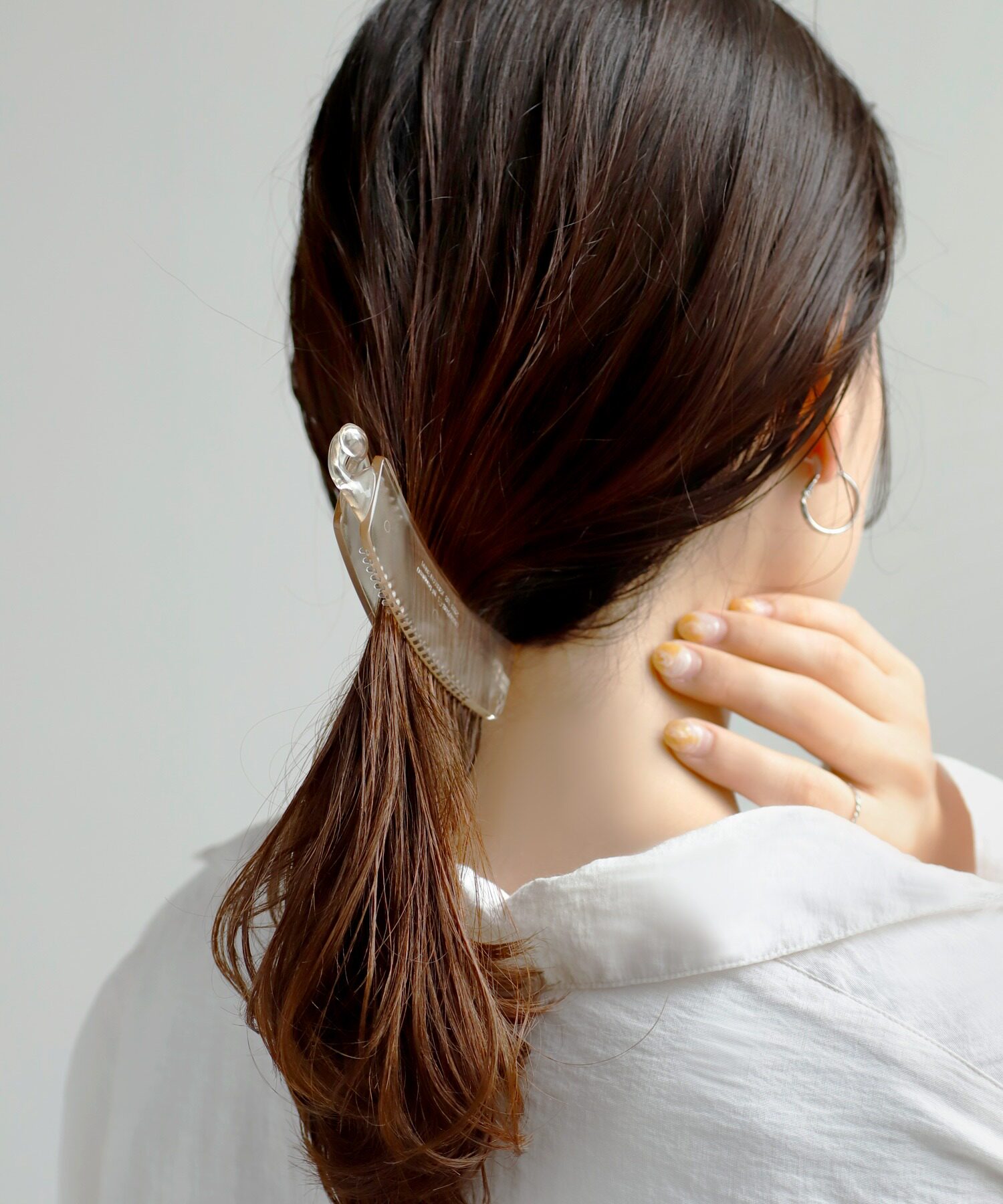 包拼邮 日本代购 anemone 日系简约透明方形香蕉后脑勺马尾抓夹子