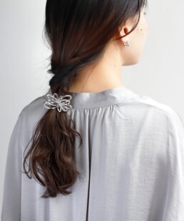 包邮 日本代购ANEMONE 日韩系金属花朵小马钩马尾发绳皮筋发饰