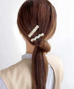 包拼邮 日本代购 ANEMONE日系纹路波浪圆圈鸭嘴边夹抓夹子发卡2个