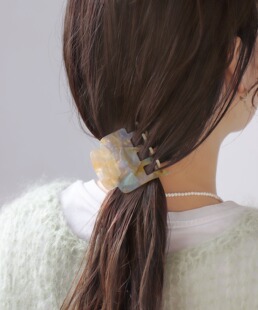 包拼邮 日本代购ANEMONE日系醋酸方形大理石纹路后脑勺鲨鱼抓夹子