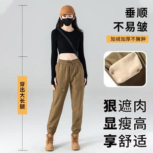 户外徒步登山裤 冲锋裤 软壳男女休闲长裤 裤 女加绒加厚防风防水工装