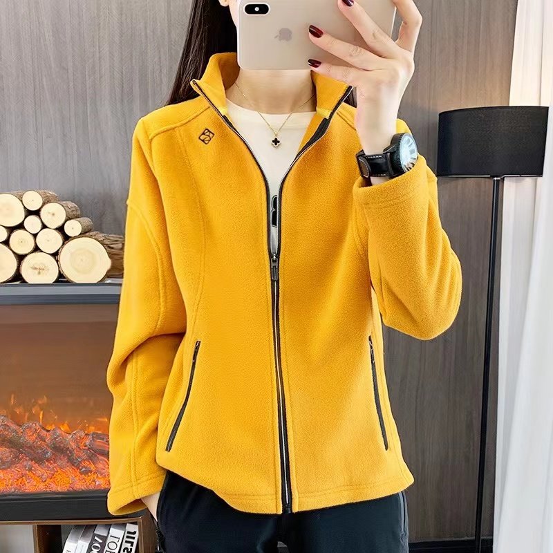 2025新款春秋冬季卫衣女加绒加厚摇粒绒运动休闲保暖立领开衫外套