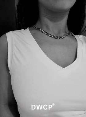 钛钢嘻哈古巴链项链密镶不掉色大号粗链条女潮大号锁骨链