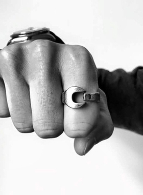 美国原创潮牌rouille复古怀旧机车工业扳手情侣男女戒指尾戒现货