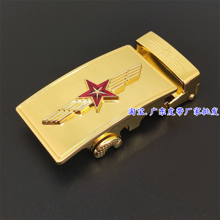 高档五角星皮带扣头合金不生锈皮带头将军老兵军迷红五星腰带自动