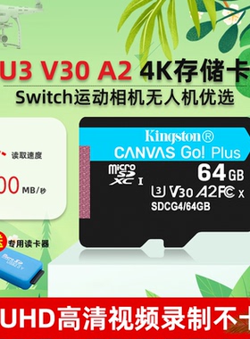 金士顿tf卡256G 200M/S 无人机内存卡 运动相机存储卡Micro sd卡