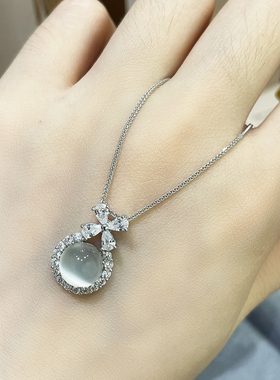天然白月光吊坠女S925纯银项链