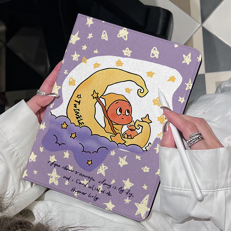 星星人ipadair6/7保护套苹果平板11/10代保护壳pro11可爱air7软壳6代10代9九8蚕丝纹10.2寸轻薄mini7盖面air2