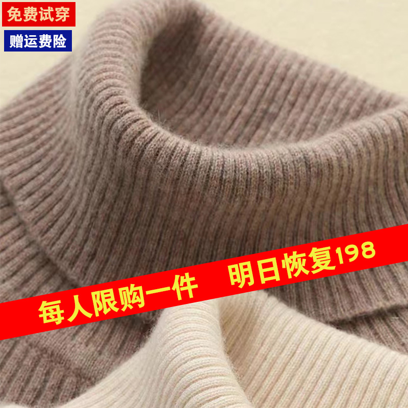 春竹2025冬季新款高领羊毛衫女士打底加厚毛衣修身套头针织羊绒衫