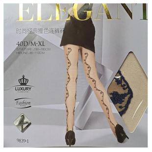 袜咖啡蓝色提花丝袜长筒袜 撞色连裤 定制开裆春秋肤色40D时尚 经典