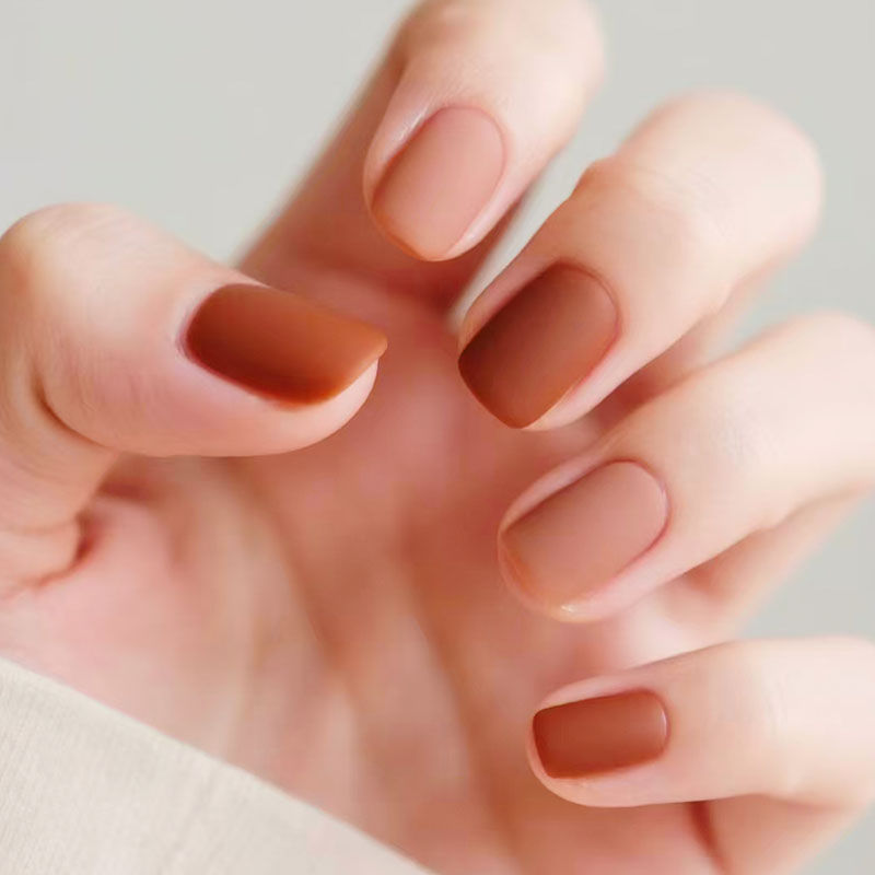 咖啡跳色奶茶磨砂穿戴甲美拉德