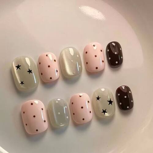 红星波点猫眼豆豆穿戴甲