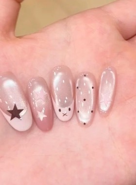 软萌米菲穿戴甲裸粉猫眼