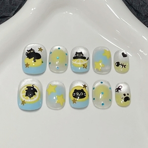 黑猫萌趣穿戴甲软萌童趣风