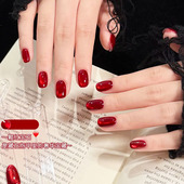 奢华红宝石猫眼穿戴甲经典 春节日常简约百搭秋冬新短款 美指甲贴片