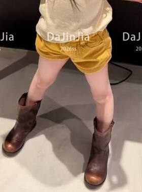 大金高腰韩版短裤桔色百搭三分裤