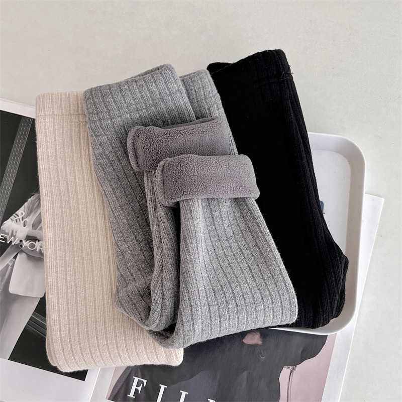 大金家童装男女儿童冬款儿童加绒加厚坑条打底裤加绒复合百搭长裤