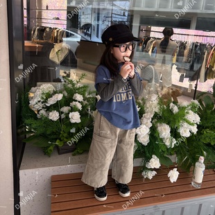 卫衣拼袖 男童印花薄款 假两件帅气圆领上衣 25秋冬新款 大金家童装