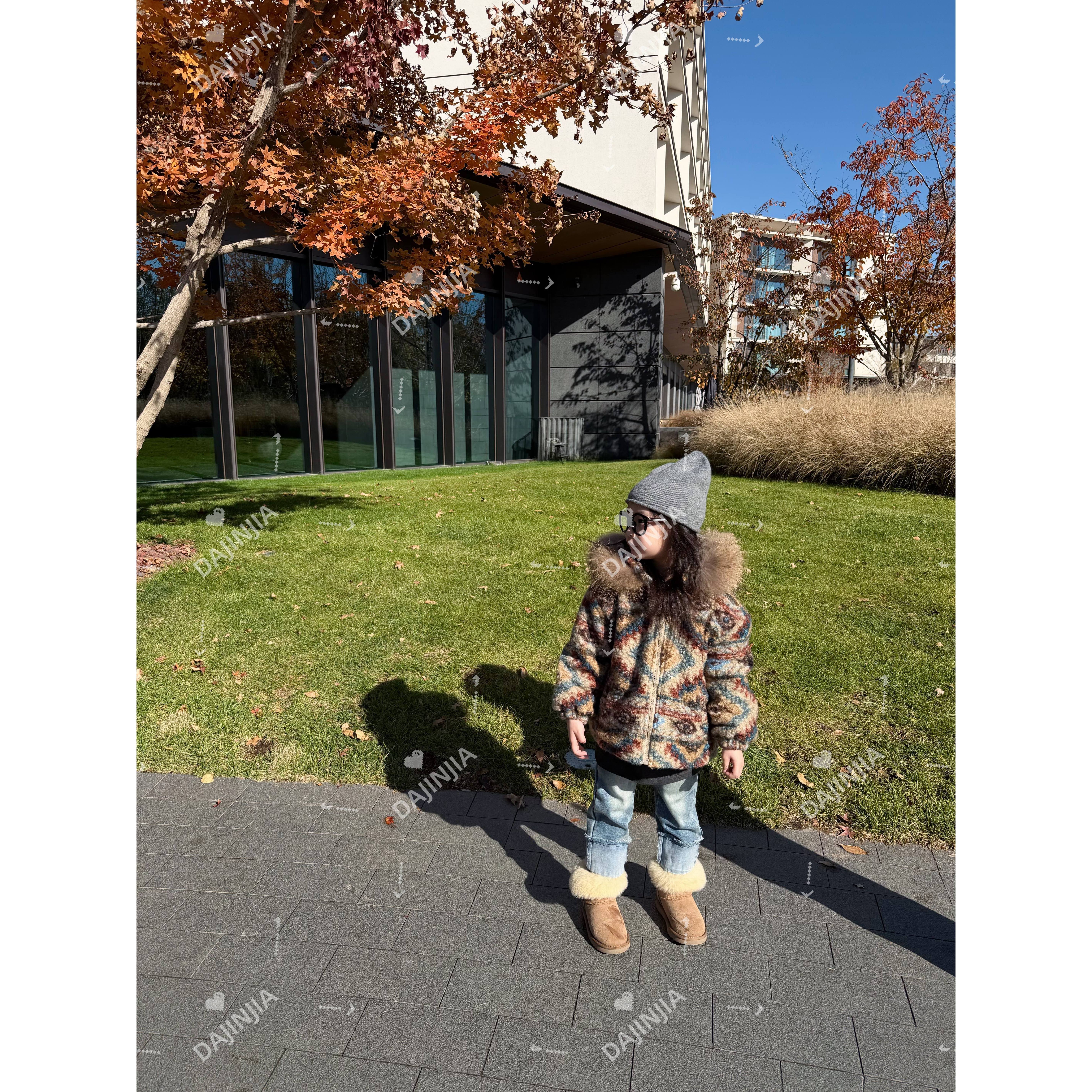 25冬季波西米亚风民族风小众加绒加厚貉子毛领连帽保暖冬装外套