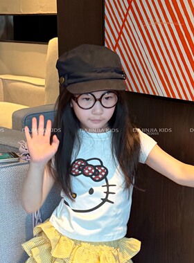 26夏季新款巨可爱卡通印花KT猫棉感弹力百搭白色上衣T恤