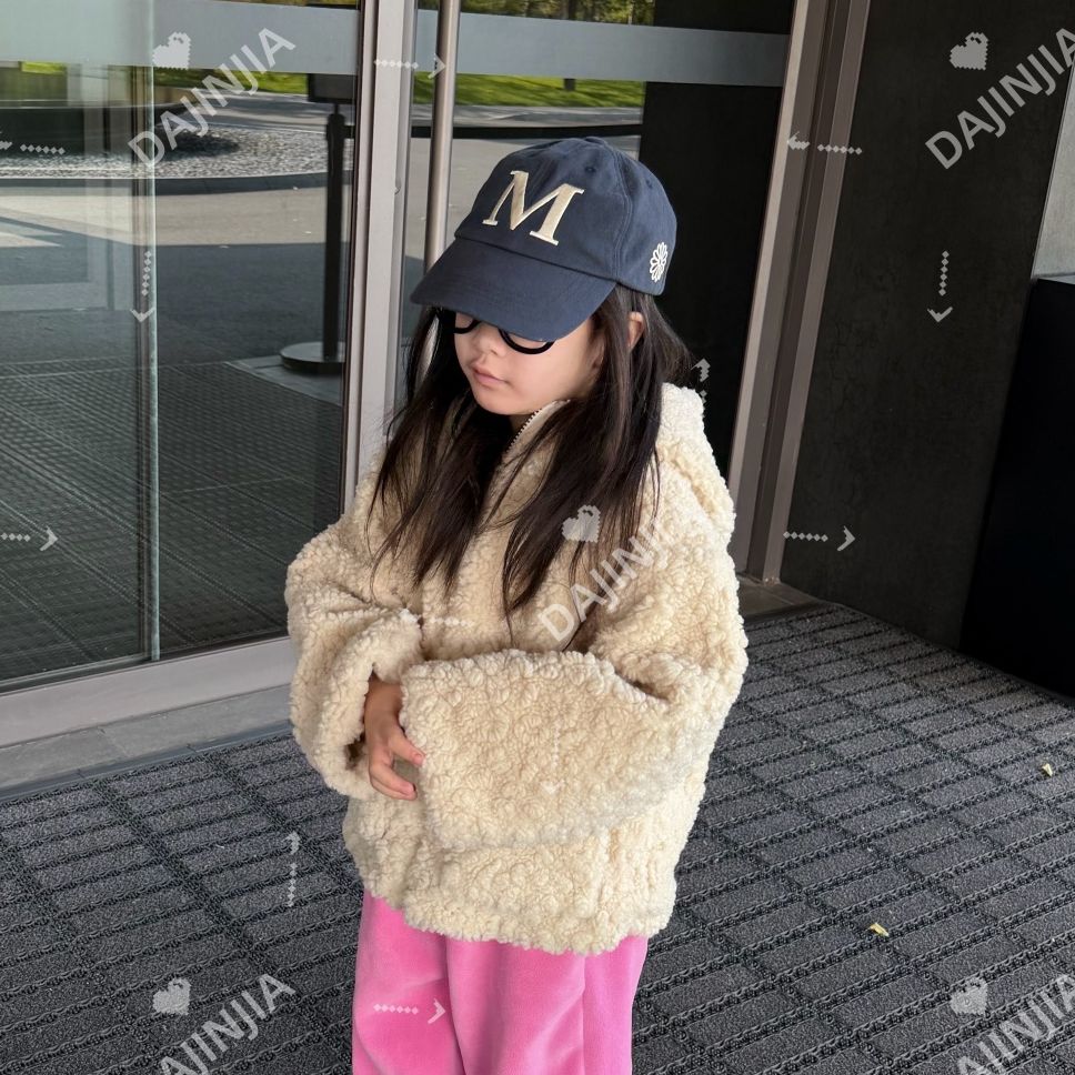 大金家童装25冬季巨软糯毛毛外套加厚女童羊羔绒连帽拉链保暖外套