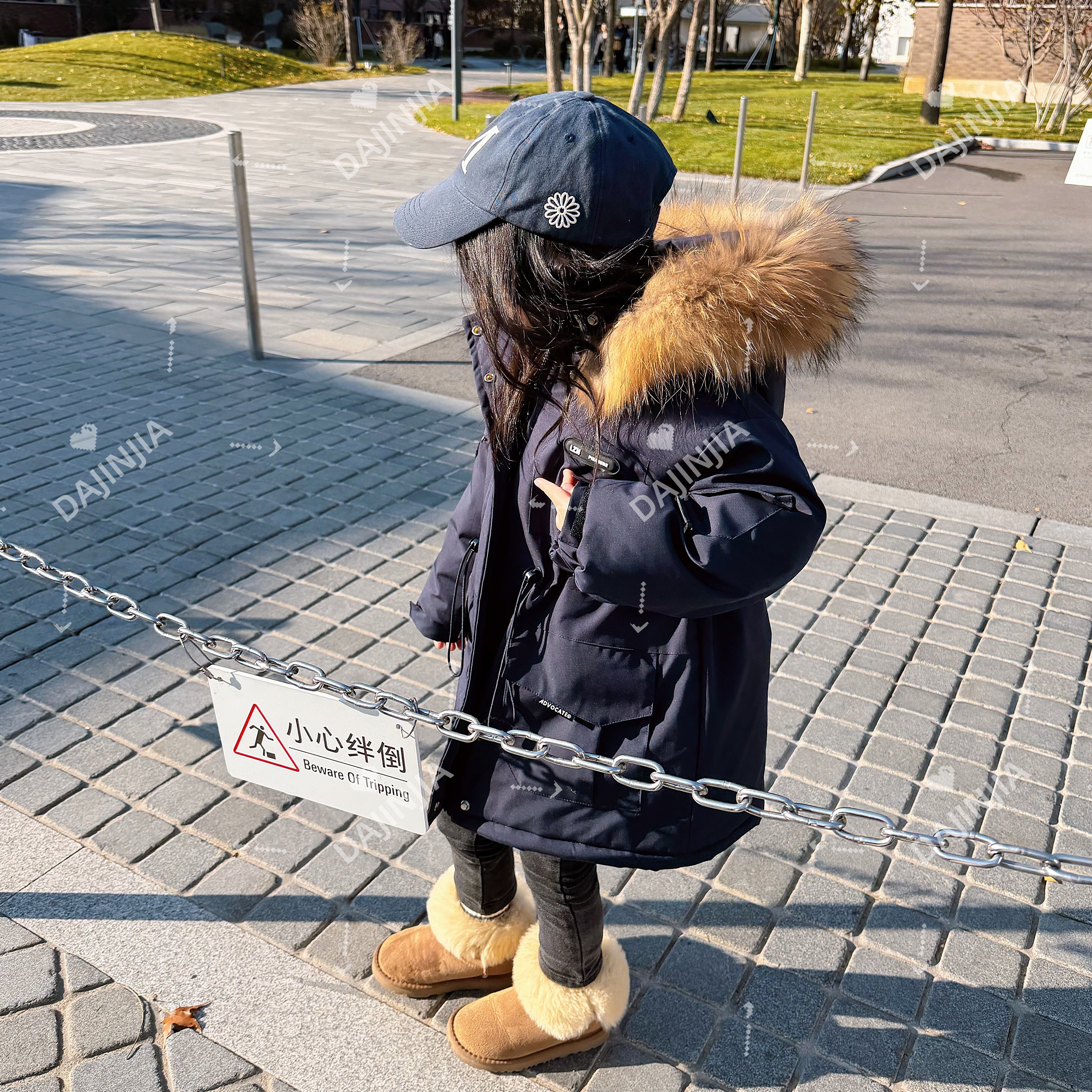 25冬季三防免洗藏青色兔毛貉子毛领巨保暖派克外套冬季巨厚冲锋衣