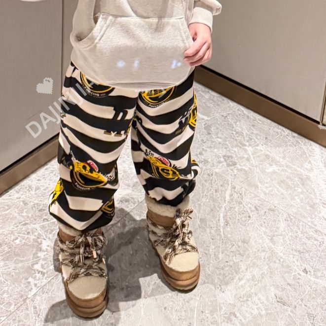 25冬季新款潮牌JAM卡通熊条纹加绒加厚男女宝可爱宽松休闲裤