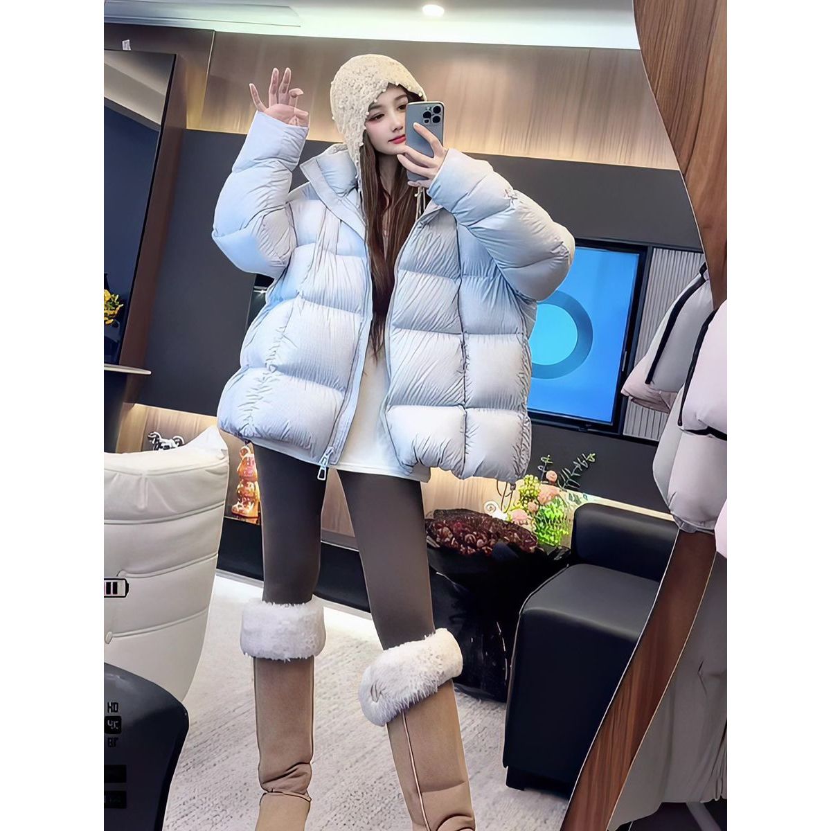 2025冬新款羽绒服女泡芙云朵加厚极寒保暖连帽时尚宽松90鹅绒外套