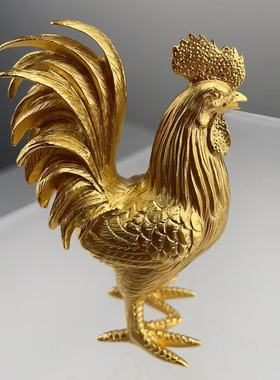 足银999镀金鸡摆件金鸡公鸡招财十二生肖鸡家居客厅风水工艺品