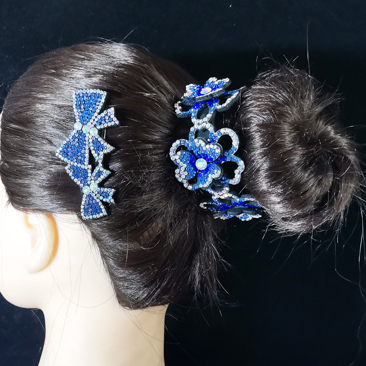 韩版水钻丸子头花苞头盘发神器扭夹抓夹马尾夹中号包邮