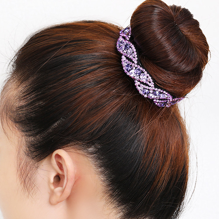 韩版水钻丸子头花苞头盘发神器扭夹抓夹马尾夹大号包邮