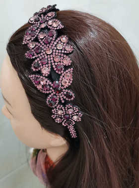 水钻夹压发宽边成人水晶头箍带齿发箍女士防滑刘海碎发卡