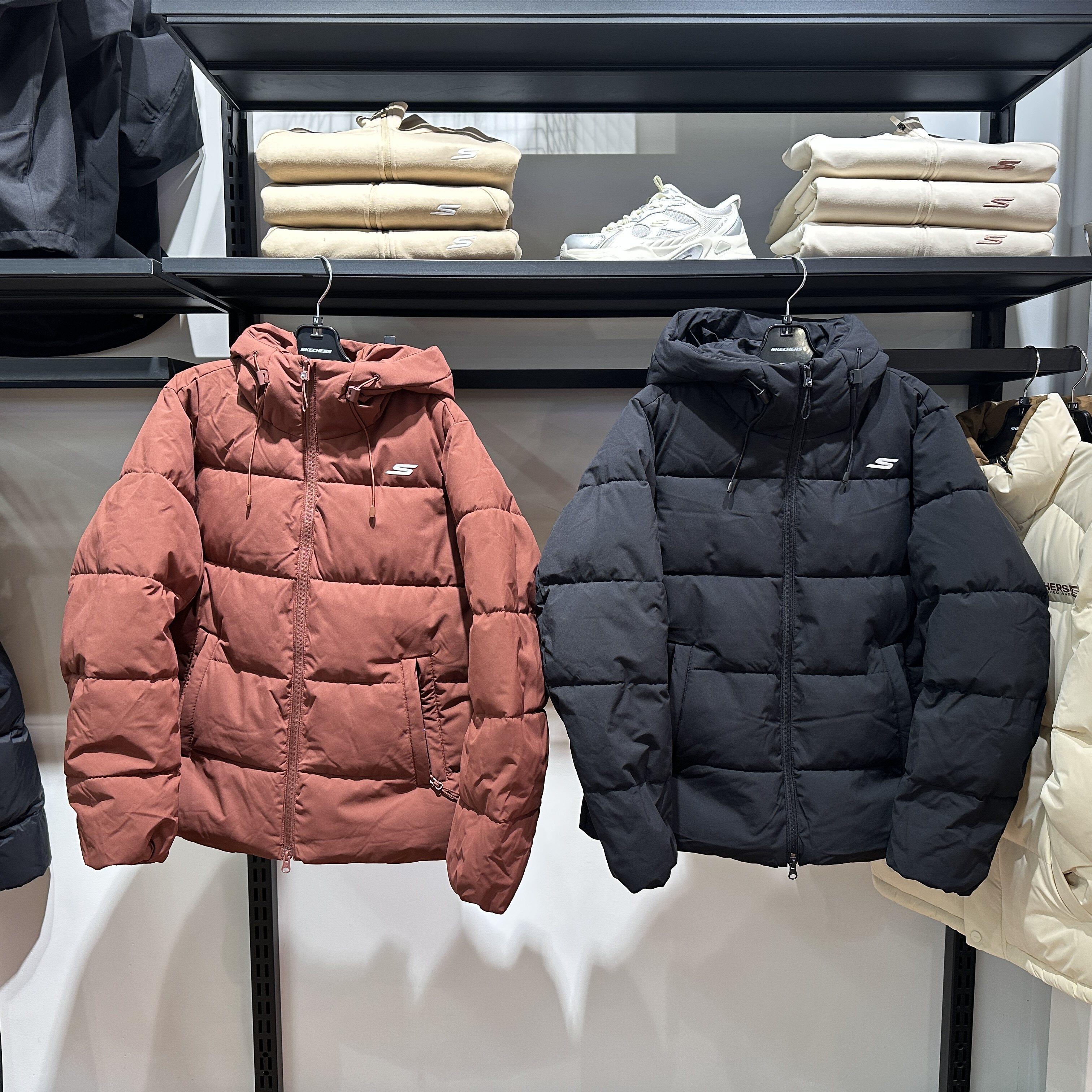 Skechers斯凯奇女士秋冬防泼水连帽裥棉轻盈保暖锁温棉服P425W197