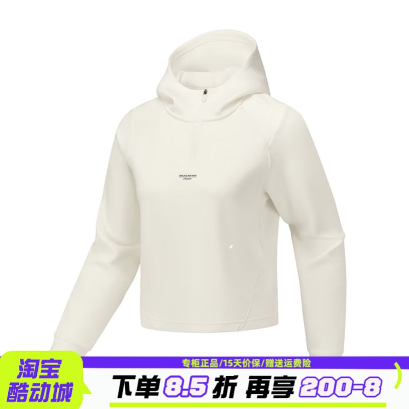 Skechers斯凯奇秋冬女子时尚休闲半开领针织连帽套头卫衣P325W034