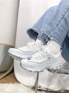 Skechers斯凯奇女鞋蕾丝熊增高熊猫鞋厚底老爹鞋休闲运动鞋11959