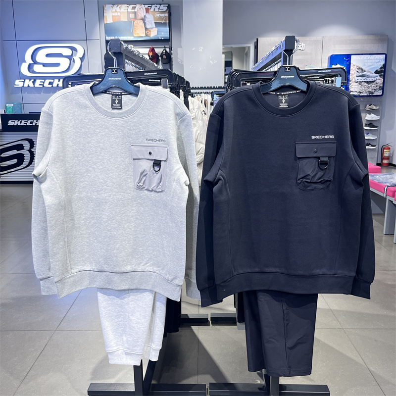 斯凯奇男士圆领针织卫衣