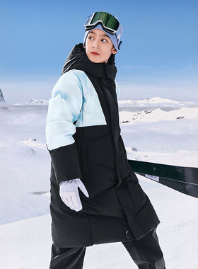 Skechers斯凯奇冬季男女童舒适百搭梭织长款羽绒服外套P424K069