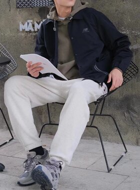 New Balance/NB男女同款翻领纯色暗扣抽绳夹克外套5AC39503-BK