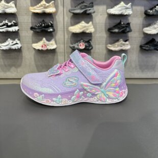Skechers斯凯奇女童可爱童趣立体蝴蝶亮晶晶运动闪灯鞋303065L
